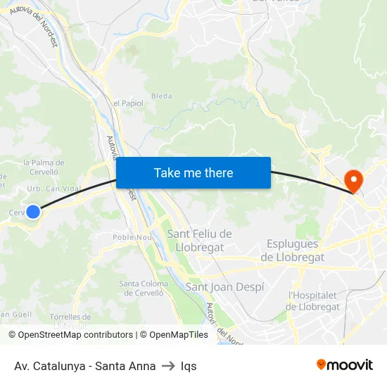 Av. Catalunya - Santa Anna to Iqs map