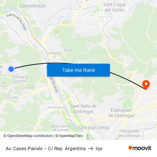 Av. Cases Pairals – C/ Rep. Argentina to Iqs map