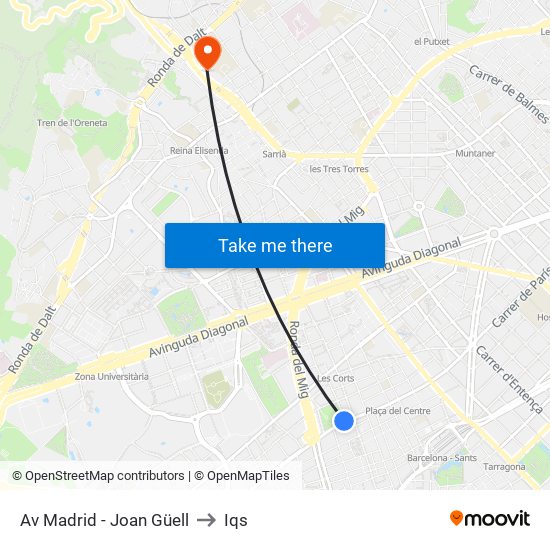 Av Madrid - Joan Güell to Iqs map