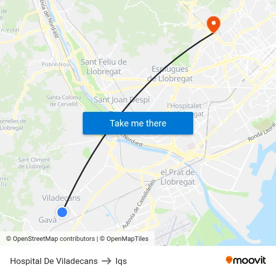 Hospital De Viladecans to Iqs map