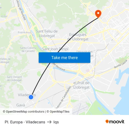 Pl. Europa - Viladecans to Iqs map