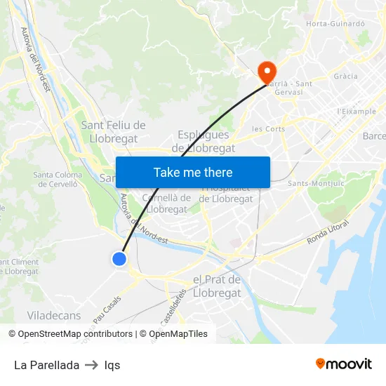 La Parellada to Iqs map
