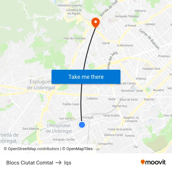 Blocs Ciutat Comtal to Iqs map