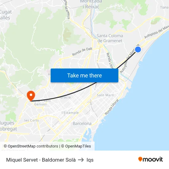 Miquel Servet - Baldomer Solà to Iqs map