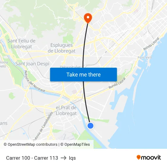 Carrer 100 - Carrer 113 to Iqs map