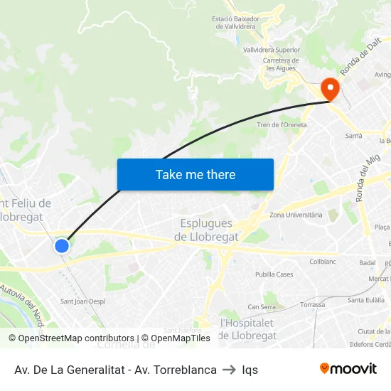 Av. De La Generalitat - Av. Torreblanca to Iqs map