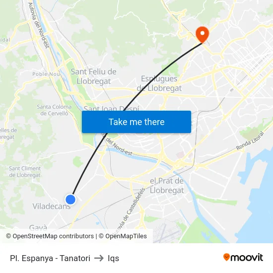 Pl. Espanya - Tanatori to Iqs map