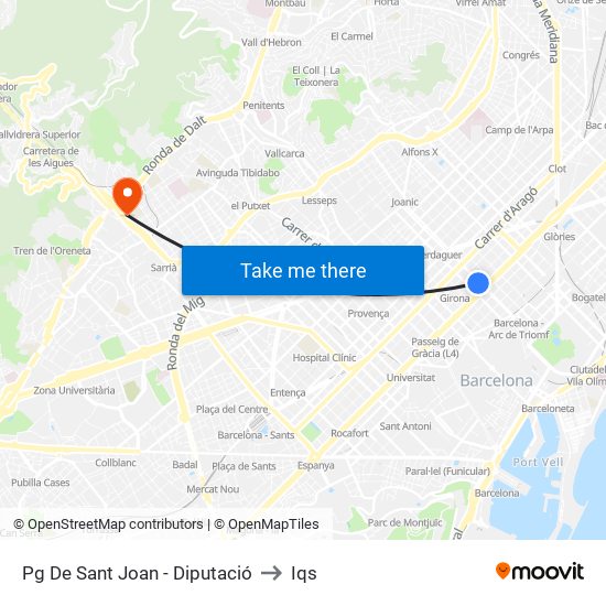 Pg De Sant Joan - Diputació to Iqs map