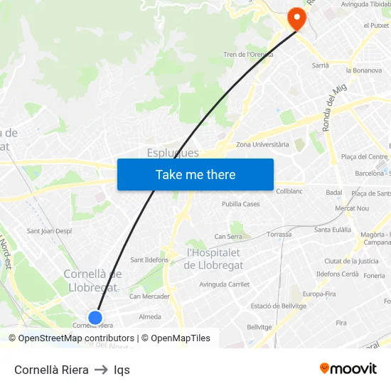 Cornellà Riera to Iqs map