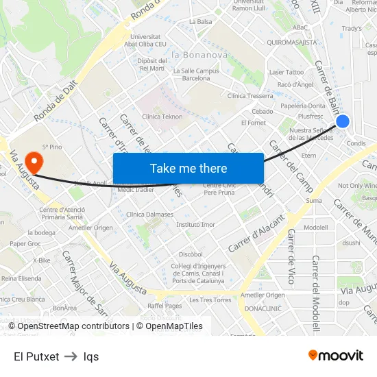 El Putxet to Iqs map