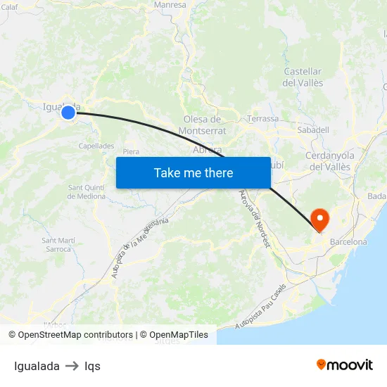 Igualada to Iqs map