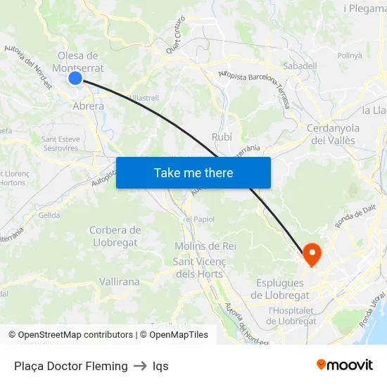 Plaça Doctor Fleming to Iqs map