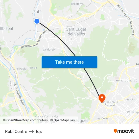 Rubí Centre to Iqs map
