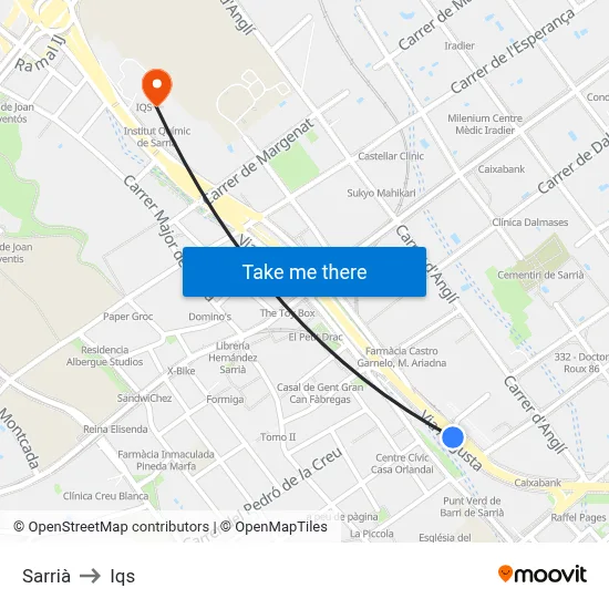 Sarrià to Iqs map