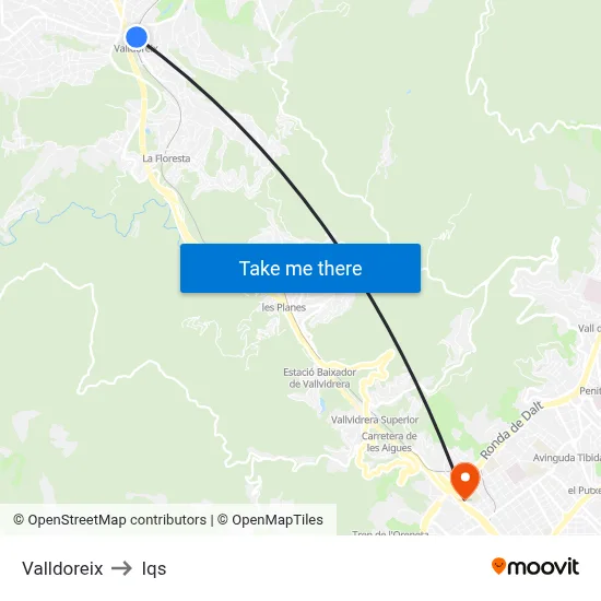 Valldoreix to Iqs map