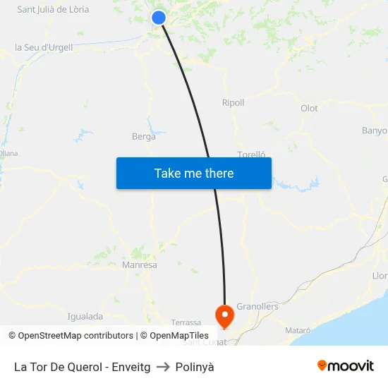 La Tor De Querol - Enveitg to Polinyà map