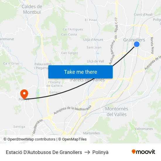 Estació D'Autobusos De Granollers to Polinyà map