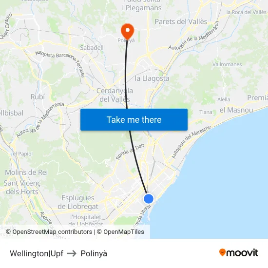 Wellington|Upf to Polinyà map