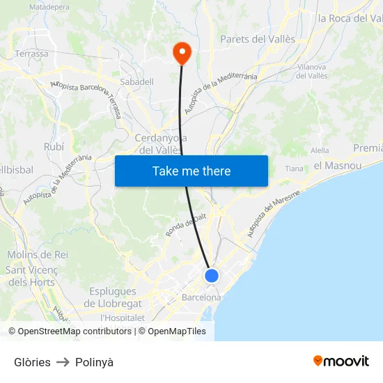 Glòries to Polinyà map