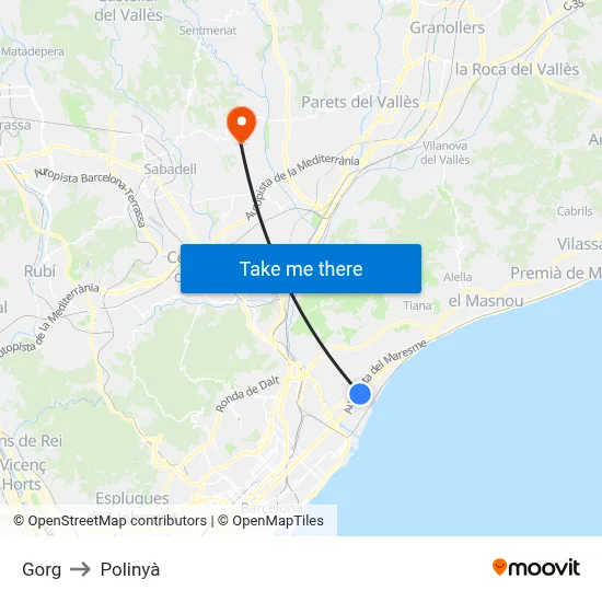 Gorg to Polinyà map