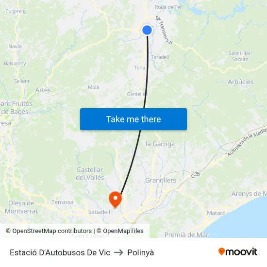 Estació D'Autobusos De Vic to Polinyà map