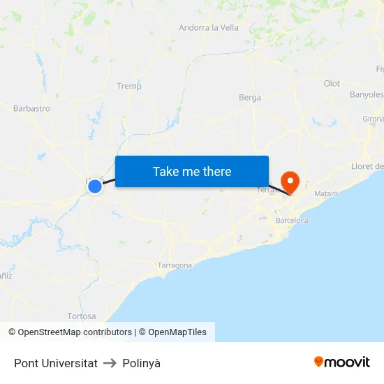 Pont Universitat to Polinyà map