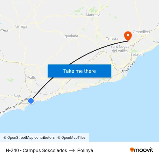 N-240 - Campus Sescelades to Polinyà map