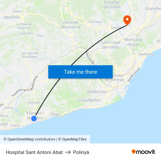 Hospital Sant Antoni Abat to Polinyà map