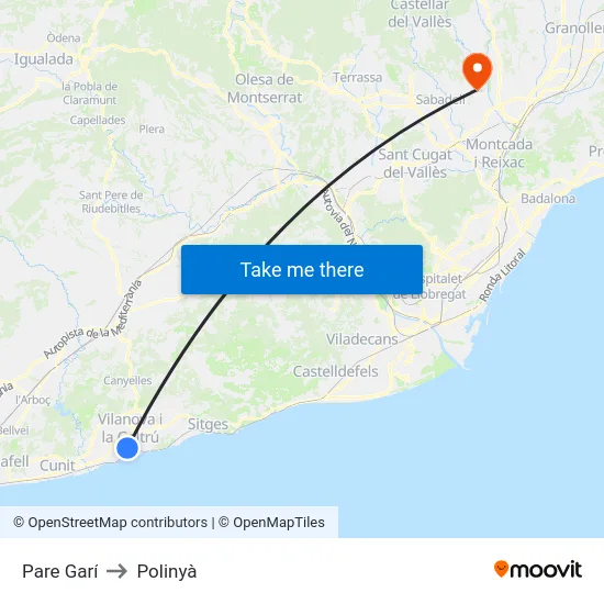 Pare Garí to Polinyà map
