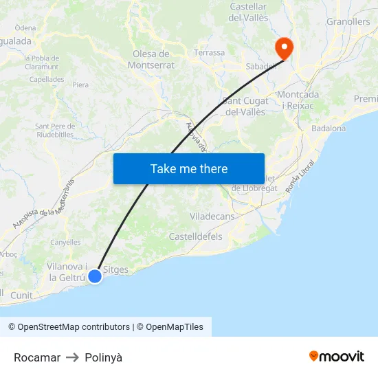 Rocamar to Polinyà map