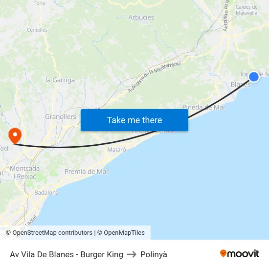 Av Vila De Blanes - Burger King to Polinyà map