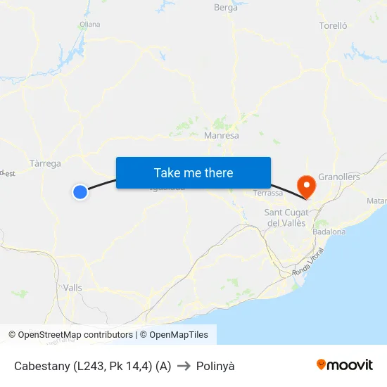 Cabestany (L243, Pk 14,4) (A) to Polinyà map