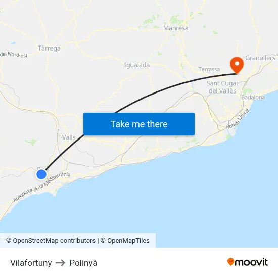 Vilafortuny to Polinyà map