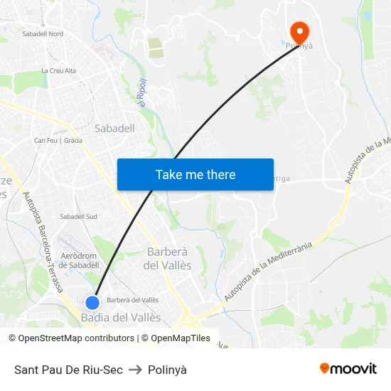 Sant Pau De Riu-Sec to Polinyà map
