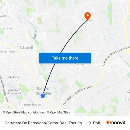 Carretera De Barcelona/Carrer De L´Escultor Llimon to Polinyà map