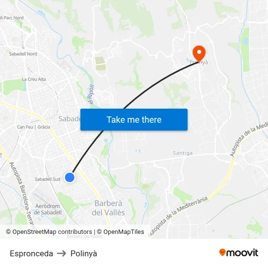 Espronceda to Polinyà map