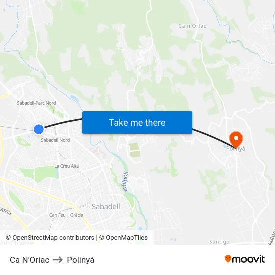 Ca N'Oriac to Polinyà map