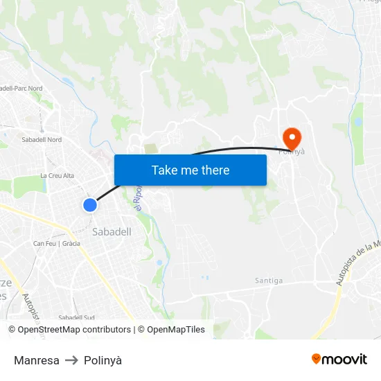 Manresa to Polinyà map