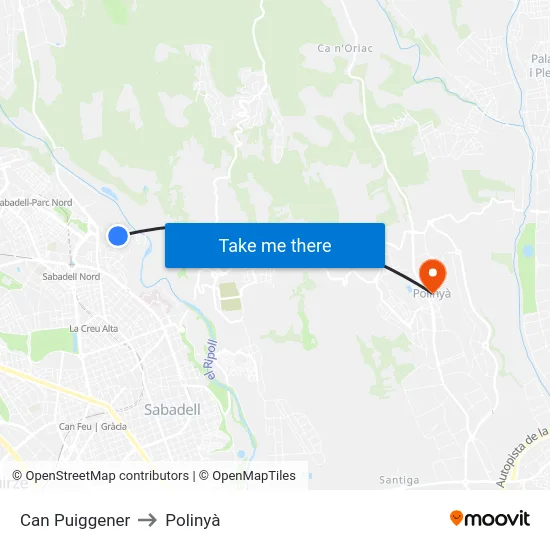 Can Puiggener to Polinyà map