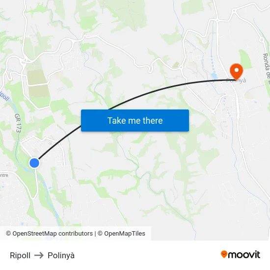 Ripoll to Polinyà map