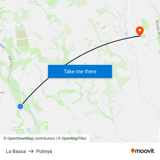 La Bassa to Polinyà map