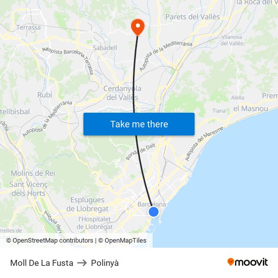 Moll De La Fusta to Polinyà map