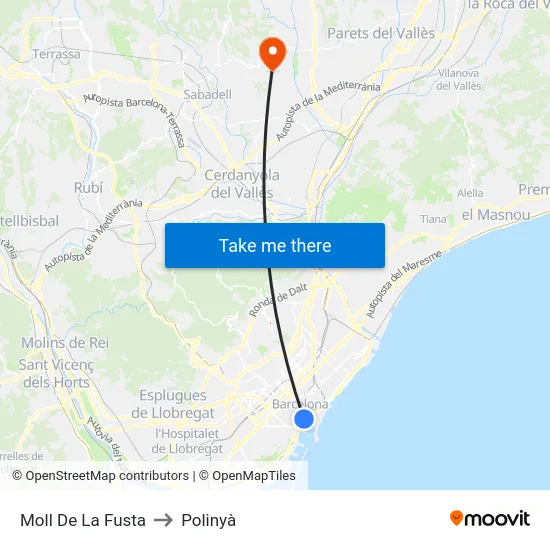 Moll De La Fusta to Polinyà map