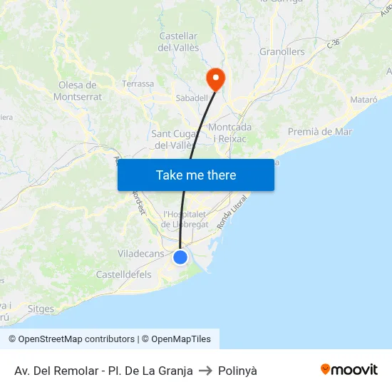 Av. Del Remolar - Pl. De La Granja to Polinyà map