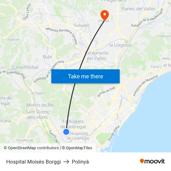 Hospital Moisès Borggi to Polinyà map
