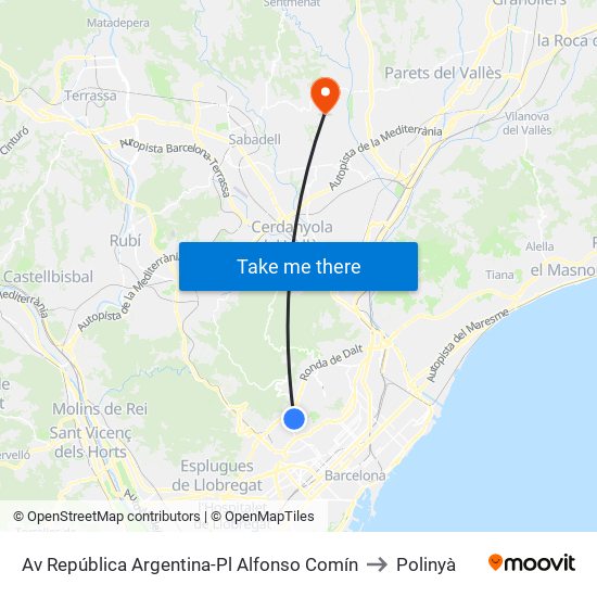 Av República Argentina-Pl Alfonso Comín to Polinyà map