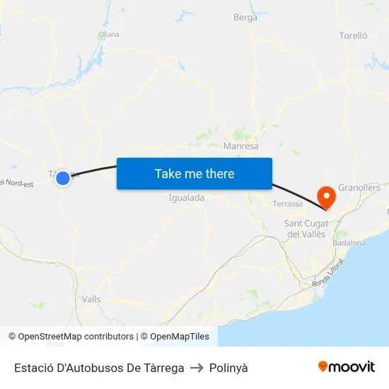 Estació D'Autobusos De Tàrrega to Polinyà map