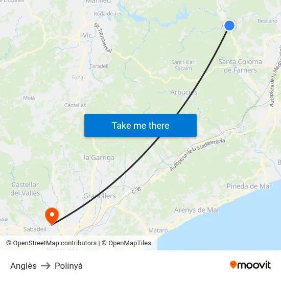 Anglès to Polinyà map