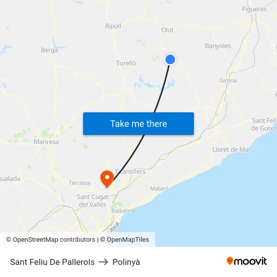Sant Feliu De Pallerols to Polinyà map
