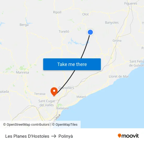 Les Planes D'Hostoles to Polinyà map